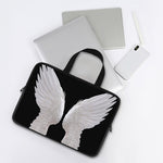 White Angel Wings Print Laptop Sleeve With Handle