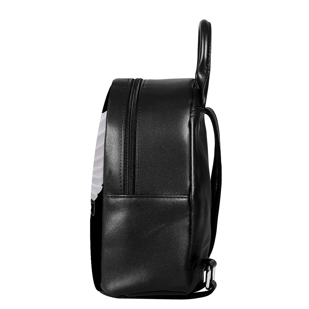 White Angel Wings Print Leather Backpack