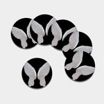 White Angel Wings Print Leather Coaster Set