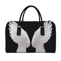 White Angel Wings Print Leather Duffel Bag