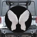 White Angel Wings Print Leather Spare Tire Cover