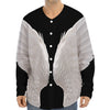 White Angel Wings Print Long Sleeve Baseball Jersey