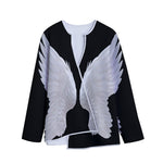 White Angel Wings Print Long Sleeve Short Coat
