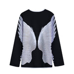 White Angel Wings Print Long Sleeve Short Coat