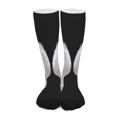 White Angel Wings Print Long Socks