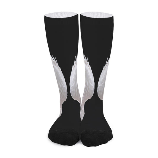 White Angel Wings Print Long Socks