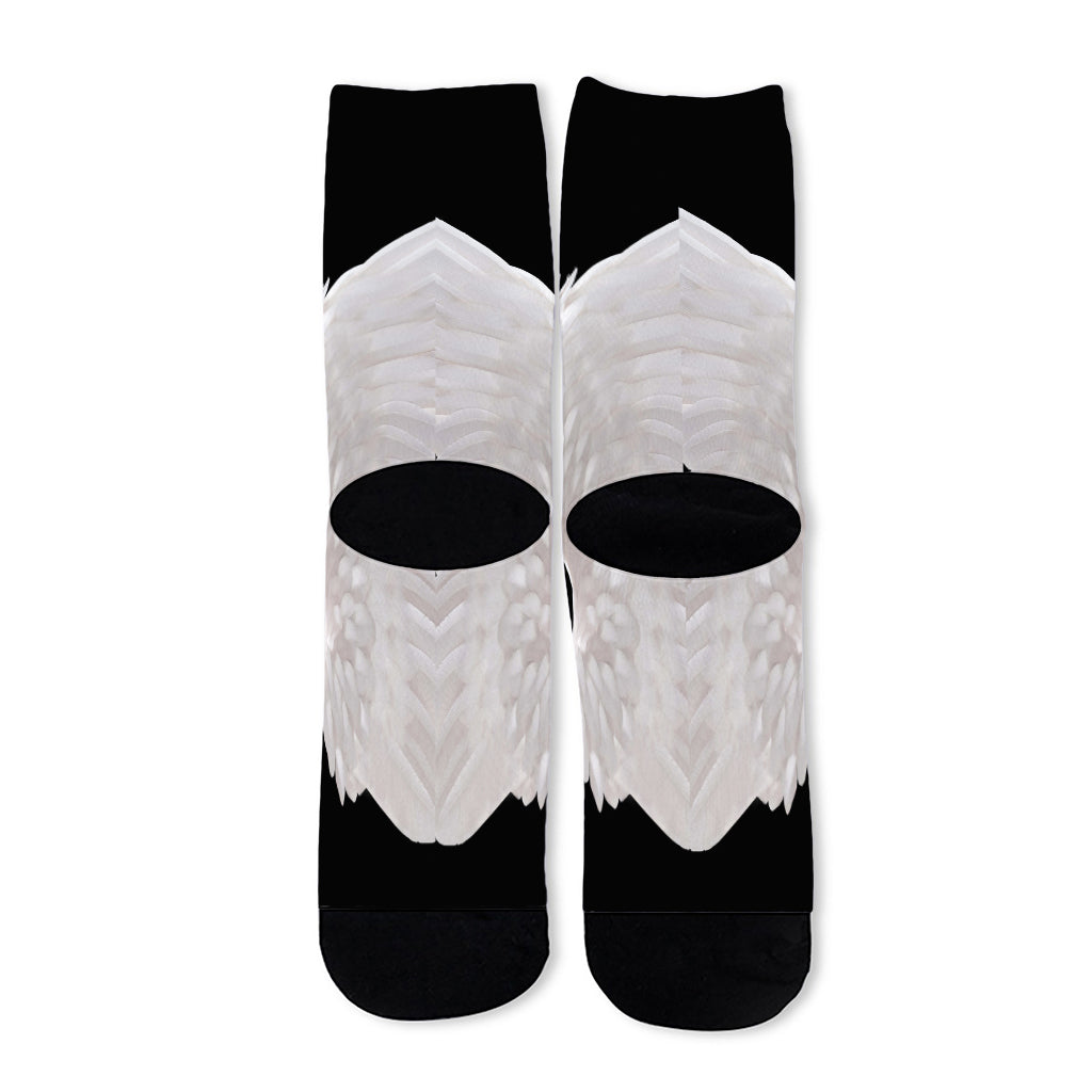 White Angel Wings Print Long Socks