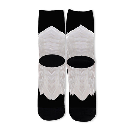 White Angel Wings Print Long Socks