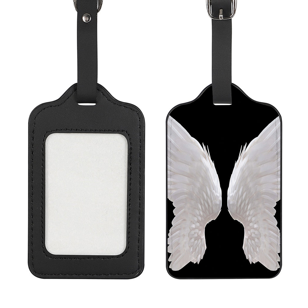 White Angel Wings Print Luggage Tag