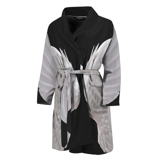 White Angel Wings Print Men's Bathrobe