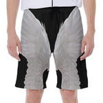 White Angel Wings Print Men's Beach Shorts