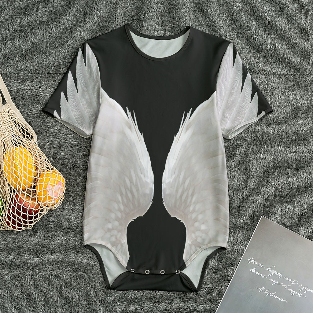 White Angel Wings Print Men's Bodysuit