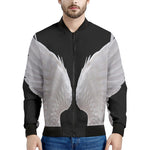 White Angel Wings Print Men's Bomber Jacket
