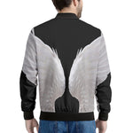 White Angel Wings Print Men's Bomber Jacket