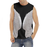 White Angel Wings Print Men's Fitness Tank Top