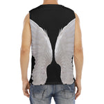 White Angel Wings Print Men's Fitness Tank Top
