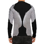 White Angel Wings Print Men's Long Sleeve Rash Guard