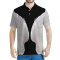 White Angel Wings Print Men's Polo Shirt
