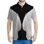 White Angel Wings Print Men's Polo Shirt