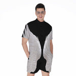White Angel Wings Print Men's Rompers