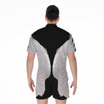 White Angel Wings Print Men's Rompers