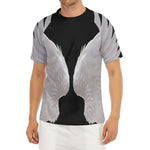 White Angel Wings Print Men's Short Sleeve Rash Guard