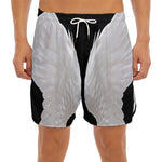 White Angel Wings Print Men's Split Running Shorts
