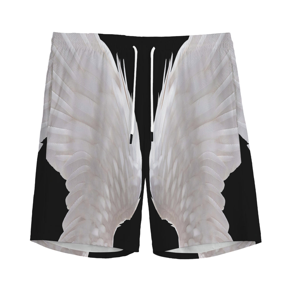 White Angel Wings Print Men's Sports Shorts