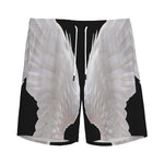 White Angel Wings Print Men's Sports Shorts