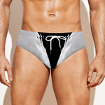 White Angel Wings Print Men's Swim Briefs