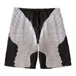 White Angel Wings Print Men's Swim Trunks