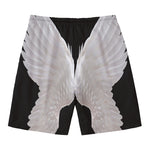 White Angel Wings Print Men's Swim Trunks