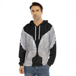 White Angel Wings Print Men's Velvet Pullover Hoodie