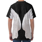White Angel Wings Print Men's Velvet T-Shirt
