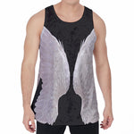 White Angel Wings Print Men's Velvet Tank Top