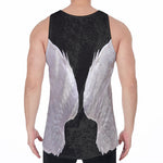White Angel Wings Print Men's Velvet Tank Top
