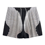 White Angel Wings Print Mesh Shorts