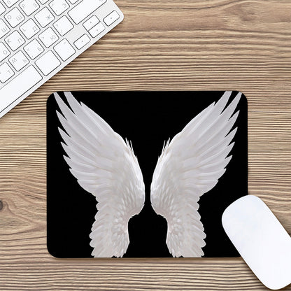White Angel Wings Print Mouse Pad