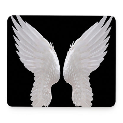 White Angel Wings Print Mouse Pad