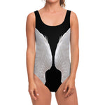 White Angel Wings Print One Piece Swimsuit