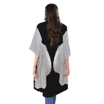 White Angel Wings Print Open Front Beach Cover Up