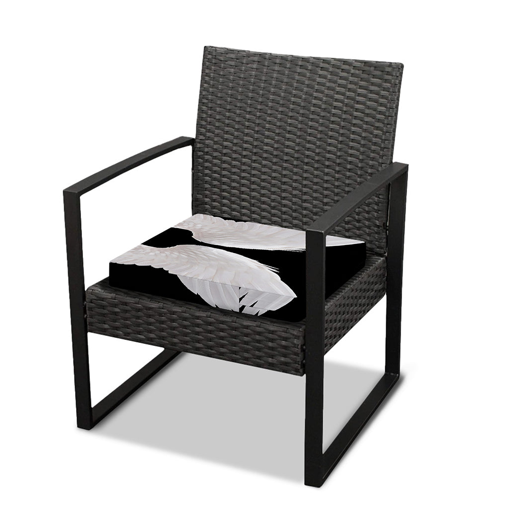 White Angel Wings Print Outdoor Seat Cushion Cover