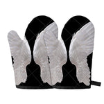 White Angel Wings Print Oven Mitts