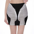 White Angel Wings Print Pencil Mini Skirt