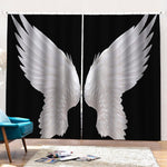 White Angel Wings Print Pencil Pleat Curtains