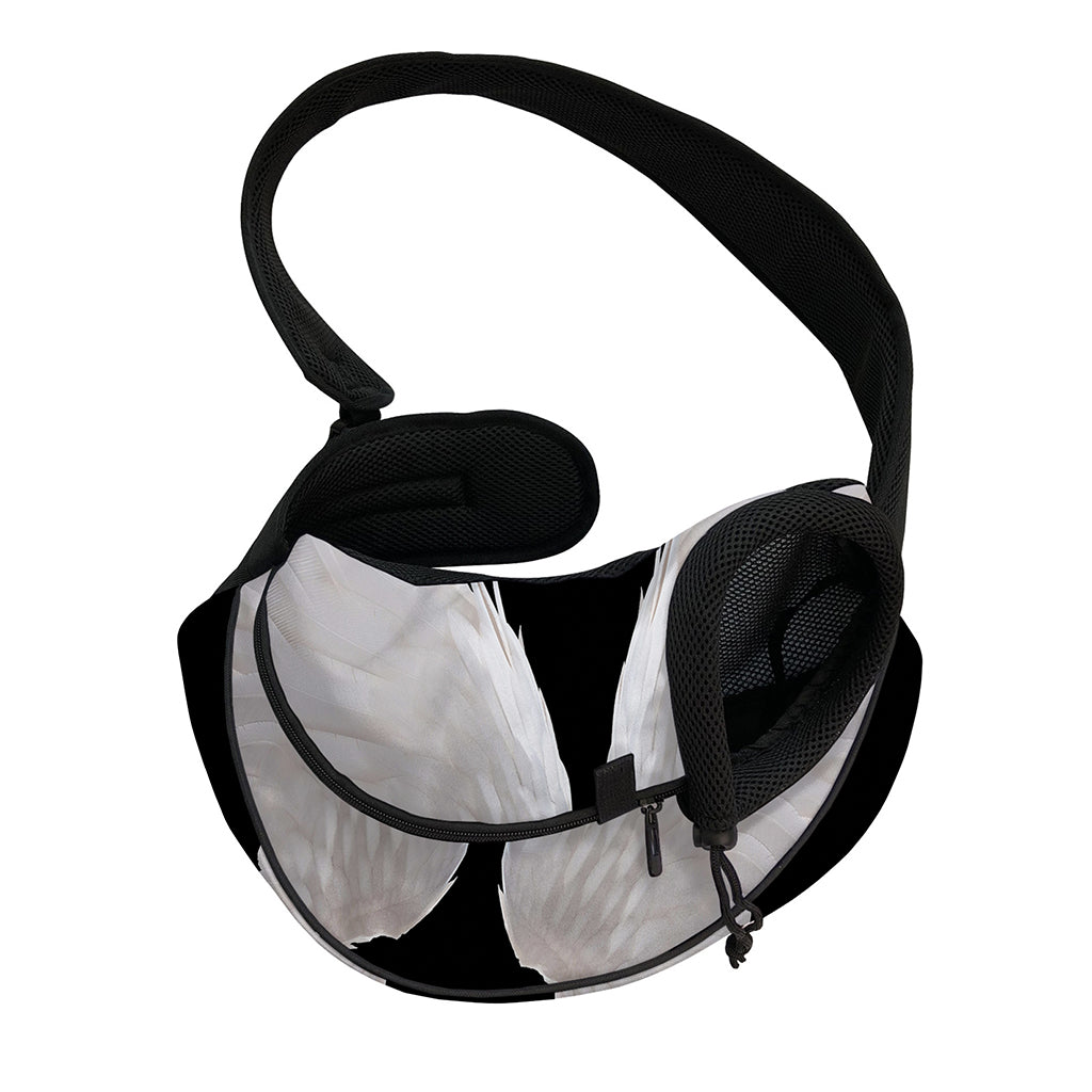 White Angel Wings Print Pet Sling Carrier