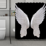 White Angel Wings Print Polyester Shower Curtain