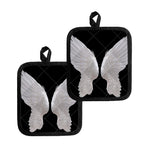 White Angel Wings Print Pot Holders