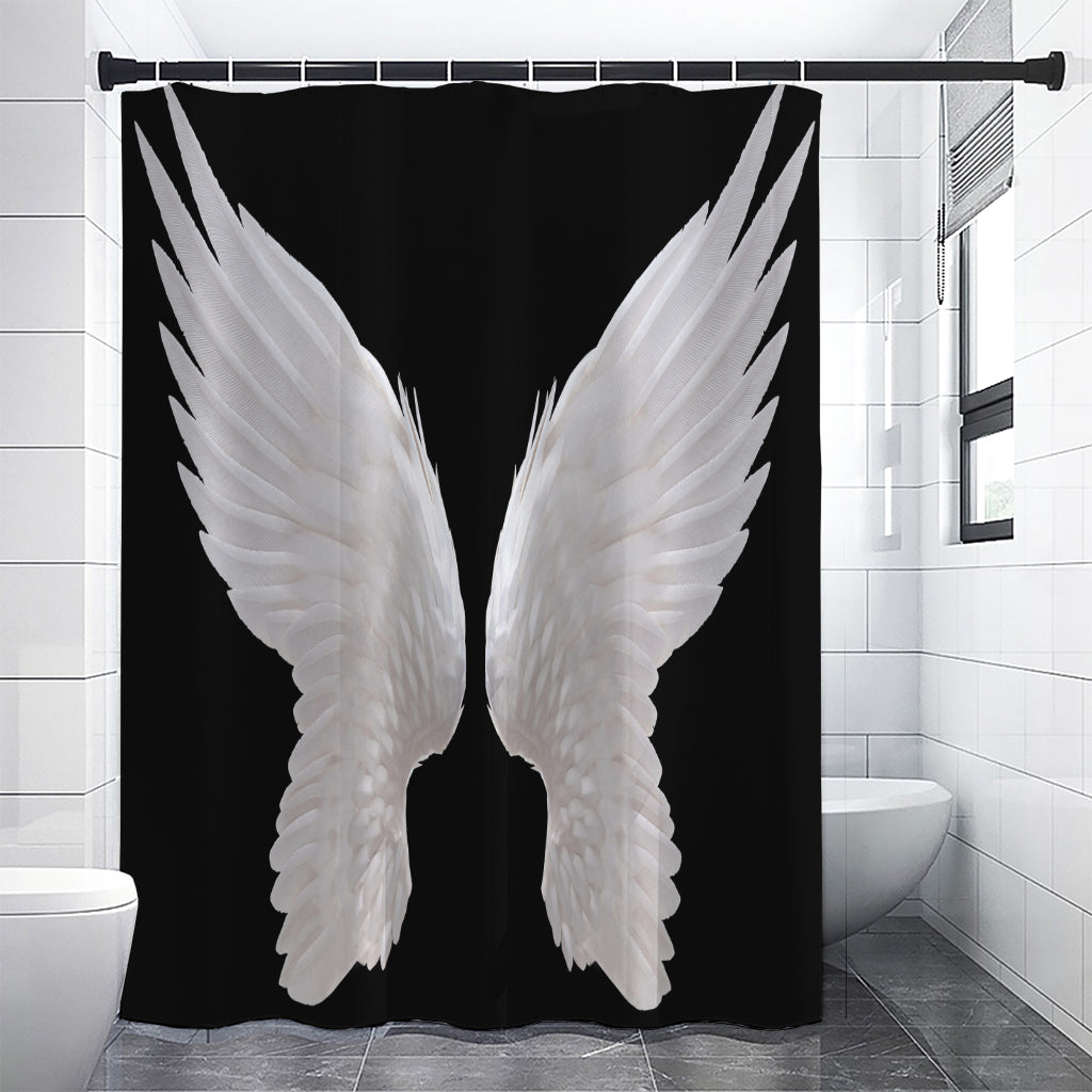 White Angel Wings Print Premium Shower Curtain
