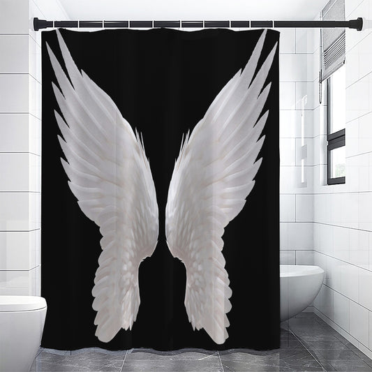 White Angel Wings Print Premium Shower Curtain